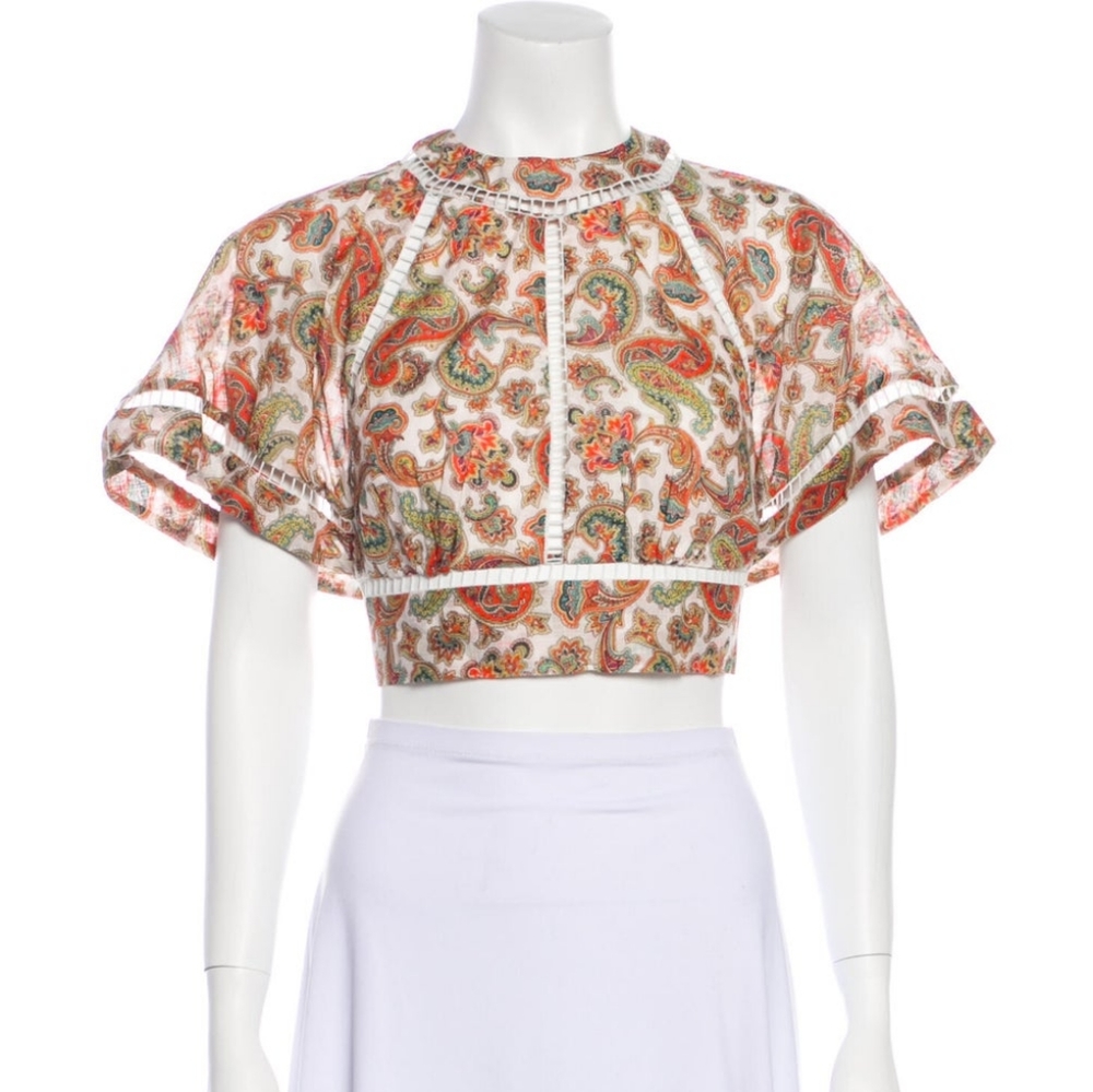 Zimmermann

Paisley Print Crew Neck Crop Top

Size